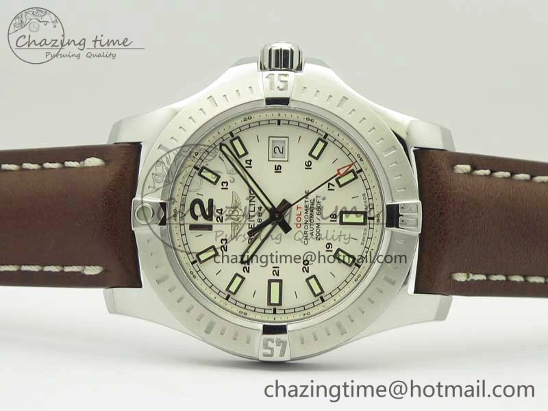 Reliable Clot Chronometer SS UBF 1:1 Best Edition White Sticks Marker Dial on Brown Leather Strap A 5636