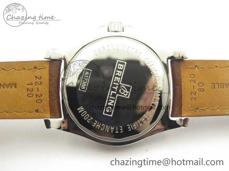 Reliable Clot Chronometer SS UBF 1:1 Best Edition White Sticks Marker Dial on Brown Leather Strap A 5636