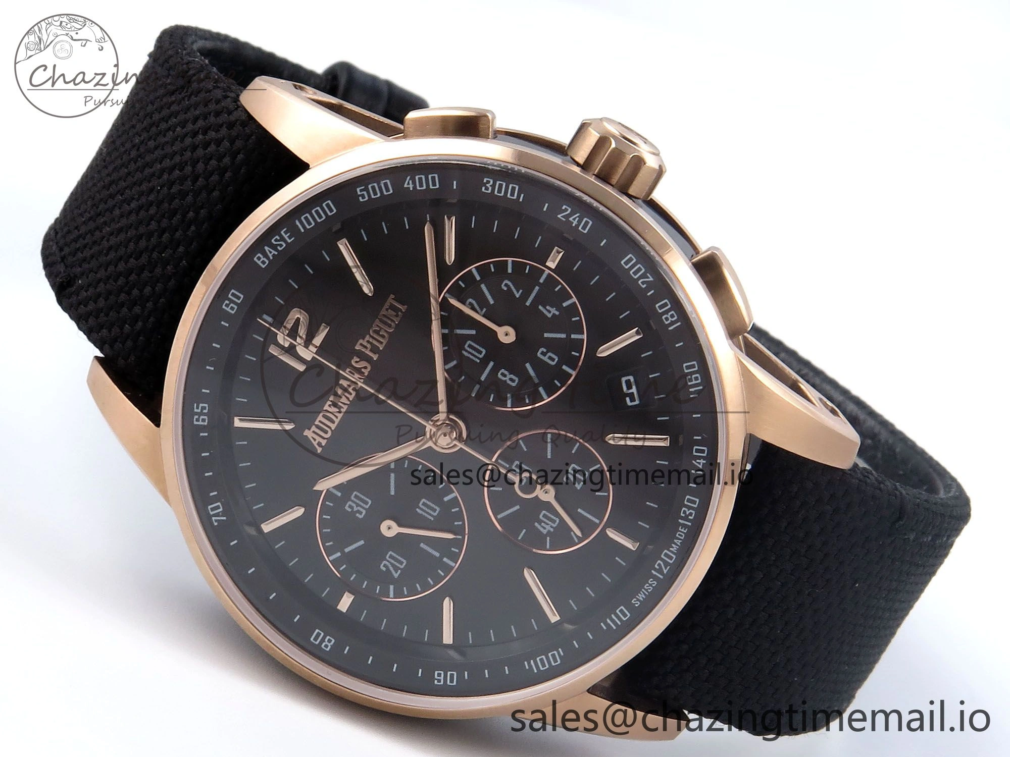 Compact Code 11.59 Chrono 26393 RG APPF Best Edition Gray Dial on Black Nylon Strap A 4338