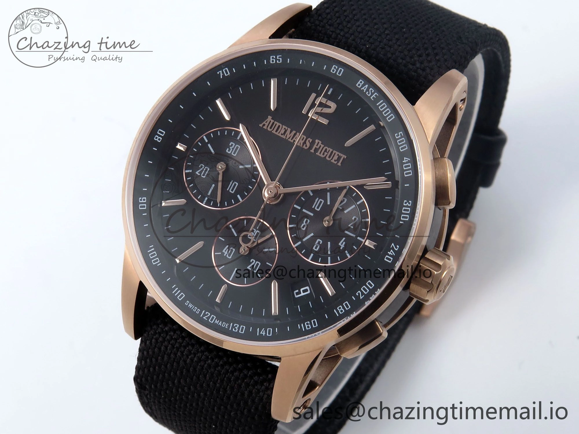 Compact Code 11.59 Chrono 26393 RG APPF Best Edition Gray Dial on Black Nylon Strap A 4338