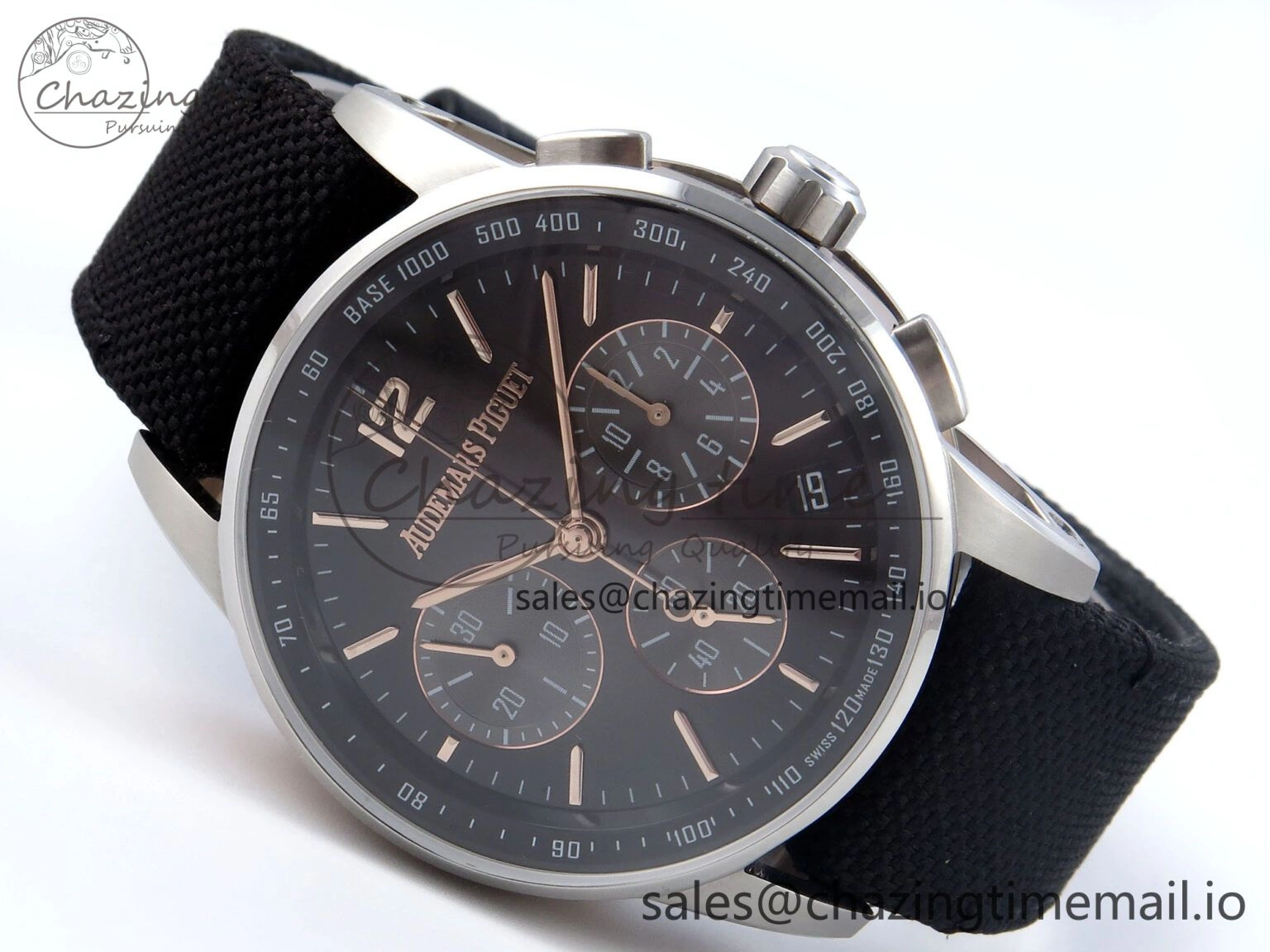 WrinkleFree Code 11.59 Chrono 26393 SS APPF Best Edition Gray RG Dial on Black Nylon Strap A 4339