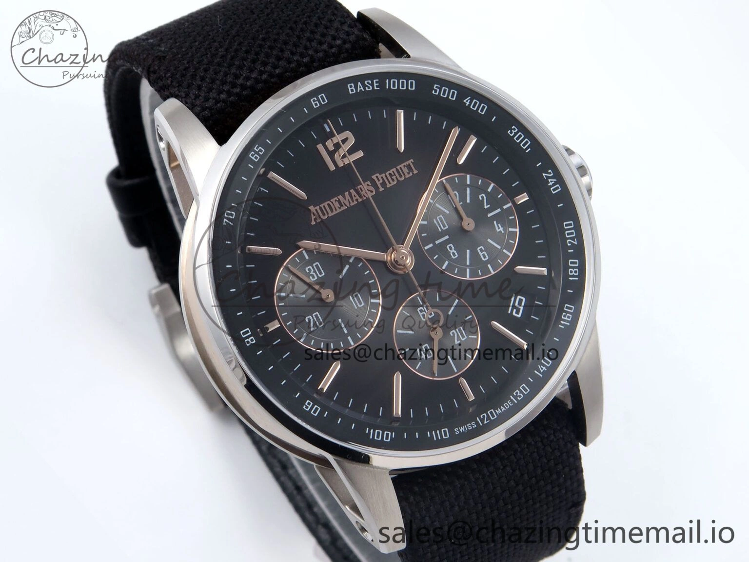 WrinkleFree Code 11.59 Chrono 26393 SS APPF Best Edition Gray RG Dial on Black Nylon Strap A 4339