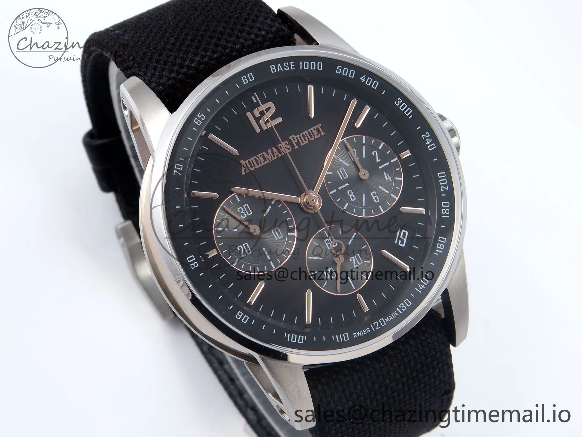 WrinkleFree Code 11.59 Chrono 26393 SS APPF Best Edition Gray RG Dial on Black Nylon Strap A 4339