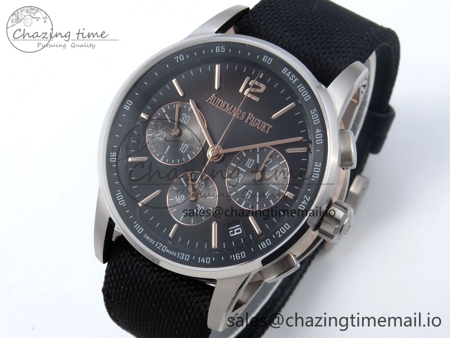 WrinkleFree Code 11.59 Chrono 26393 SS APPF Best Edition Gray RG Dial on Black Nylon Strap A 4339