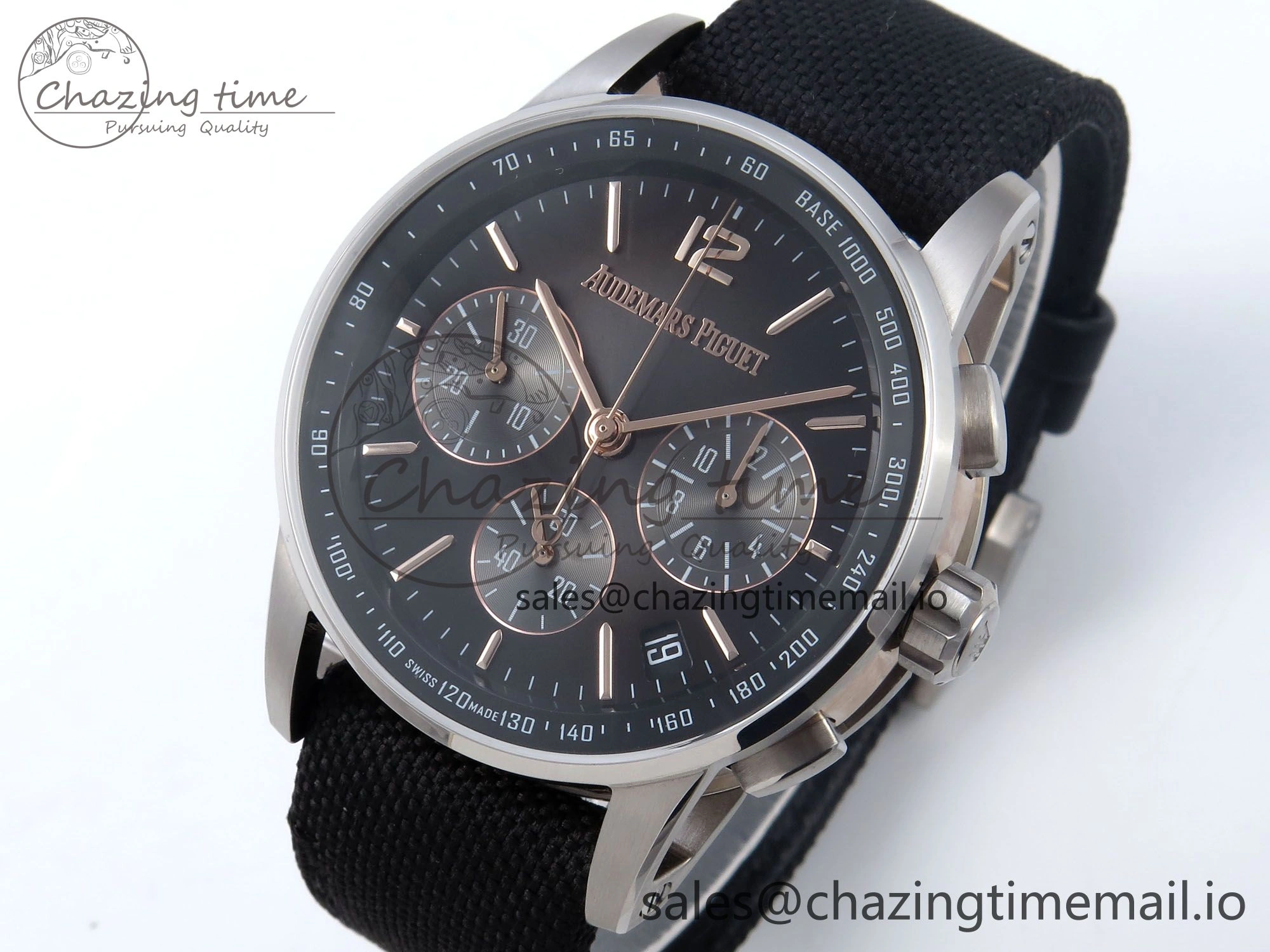 WrinkleFree Code 11.59 Chrono 26393 SS APPF Best Edition Gray RG Dial on Black Nylon Strap A 4339