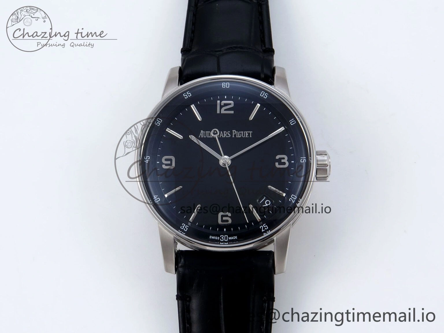 Code 11.59 SS 15210 APSF 1:1 Best Edition Black Dial on Black Leather Strap SA4302 Super Clone QuickDry 4345