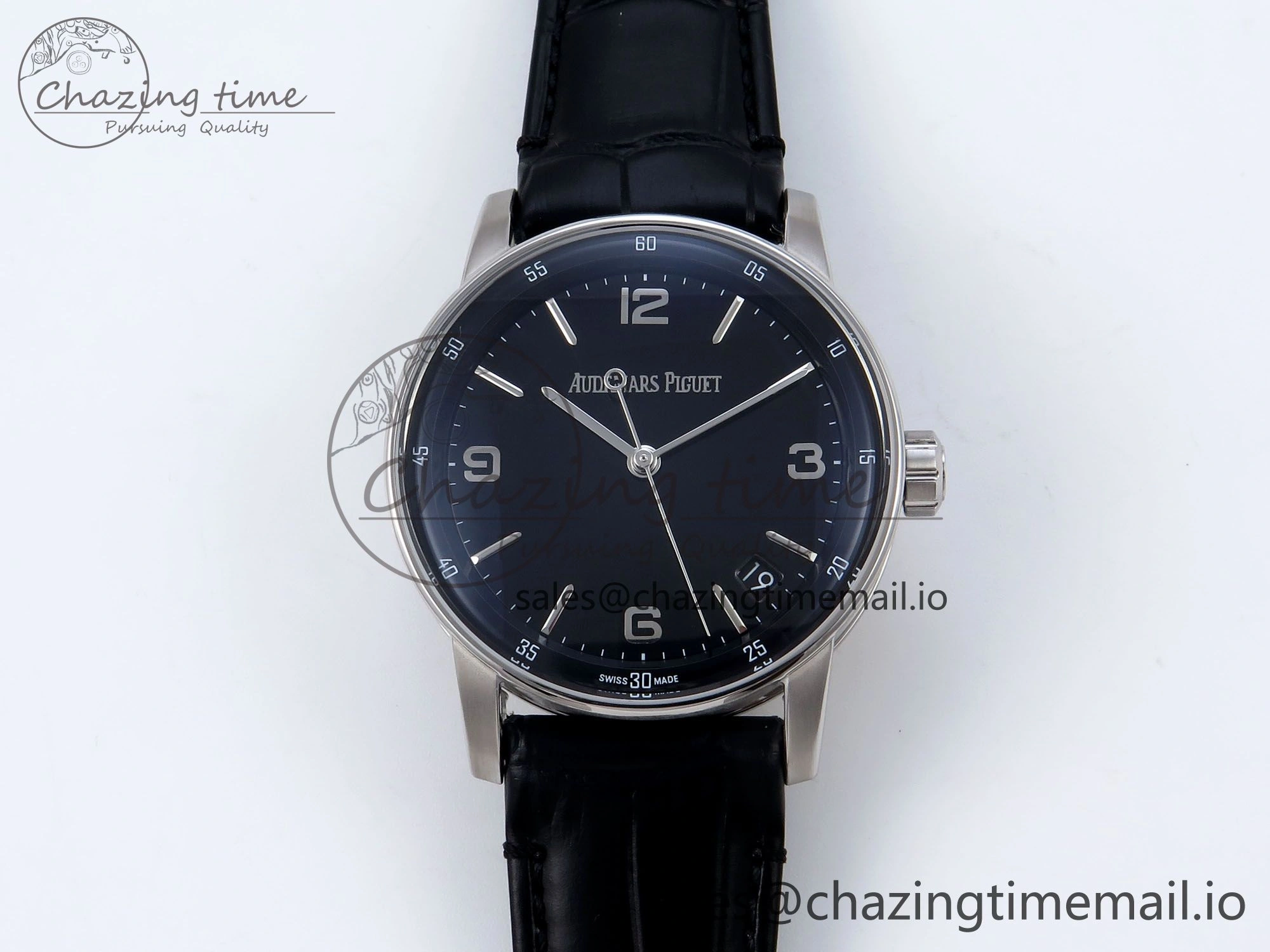 Code 11.59 SS 15210 APSF 1:1 Best Edition Black Dial on Black Leather Strap SA4302 Super Clone QuickDry 4345