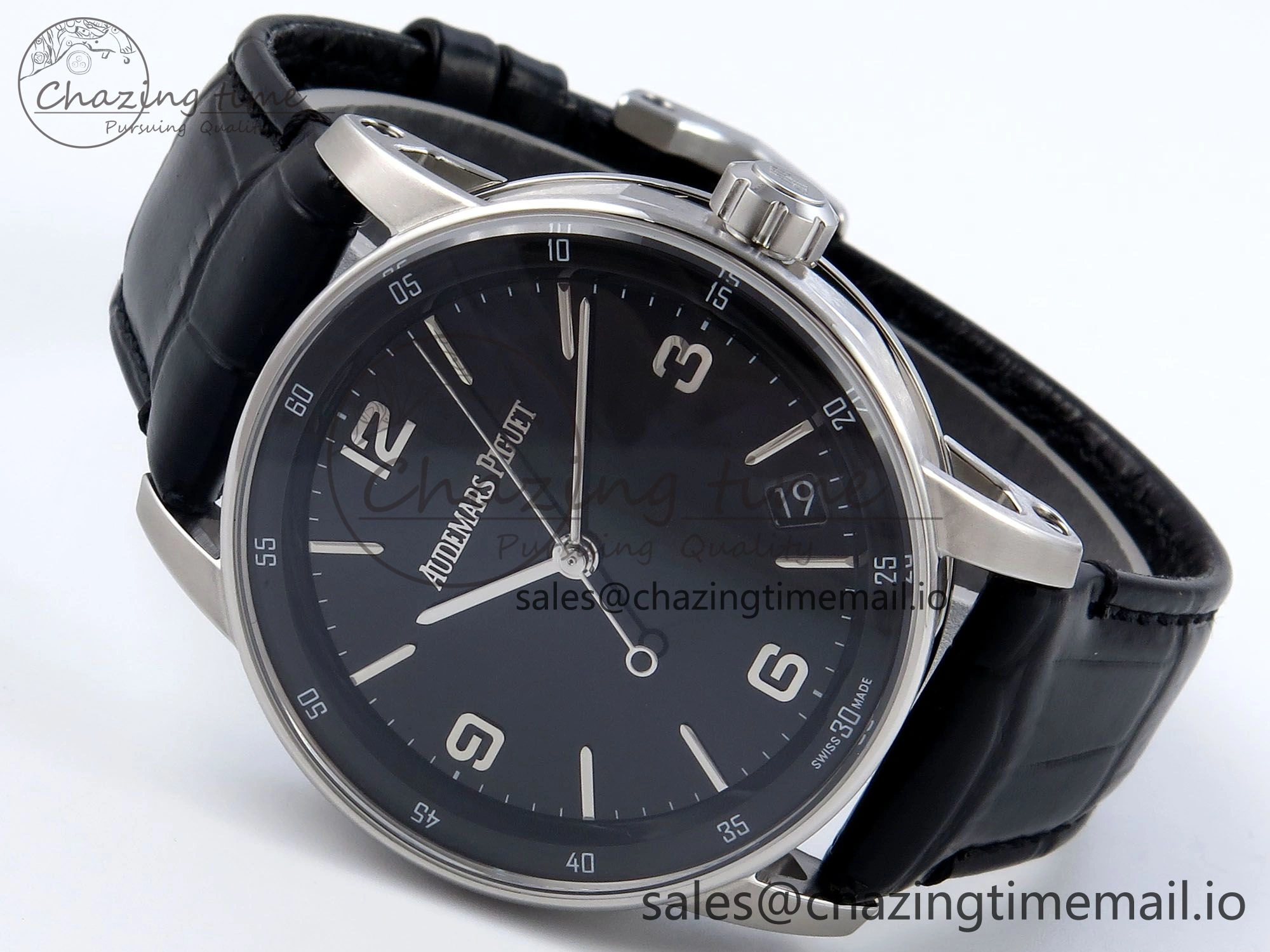 Code 11.59 SS 15210 APSF 1:1 Best Edition Black Dial on Black Leather Strap SA4302 Super Clone QuickDry 4345