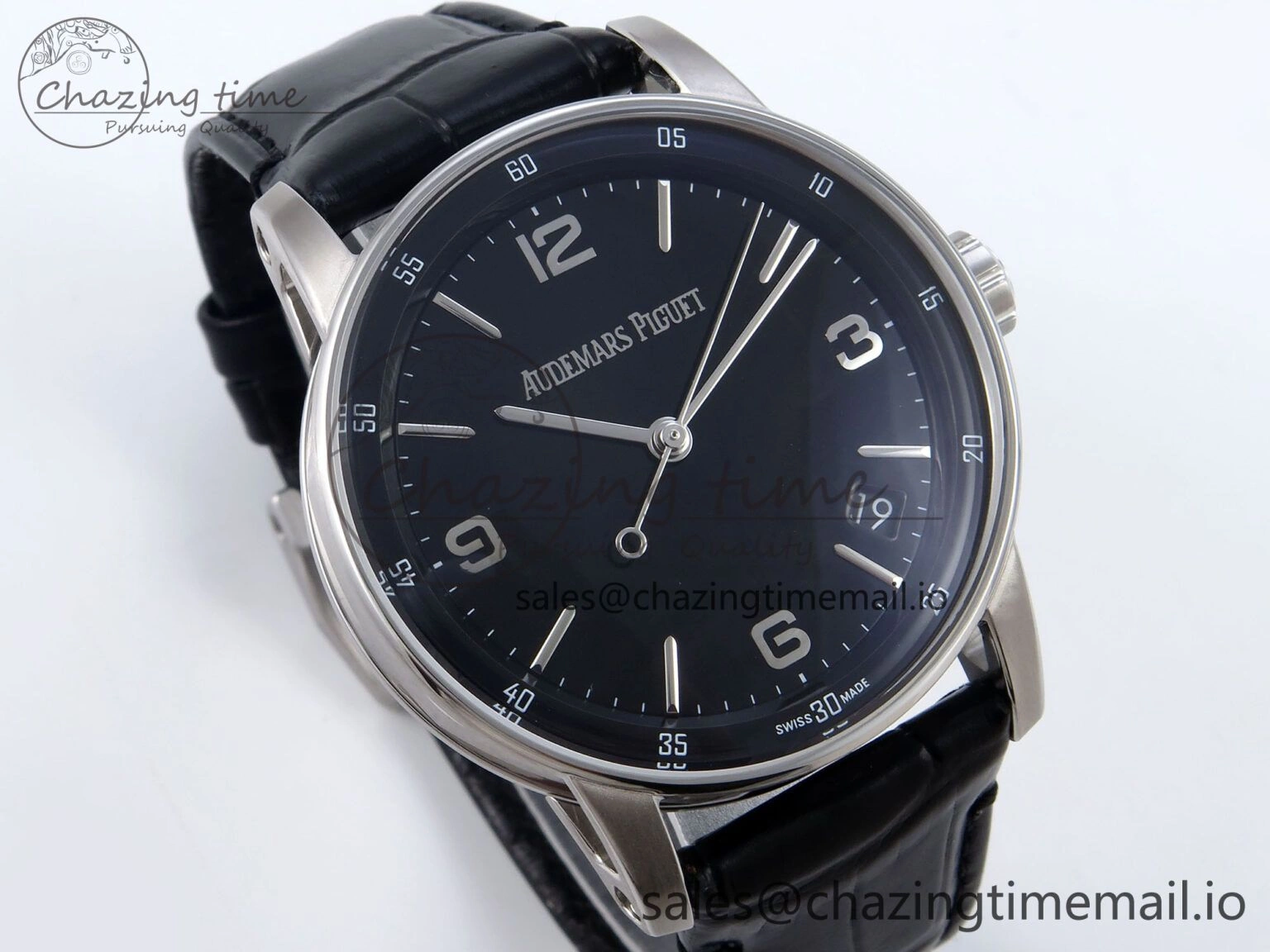 Code 11.59 SS 15210 APSF 1:1 Best Edition Black Dial on Black Leather Strap SA4302 Super Clone QuickDry 4345