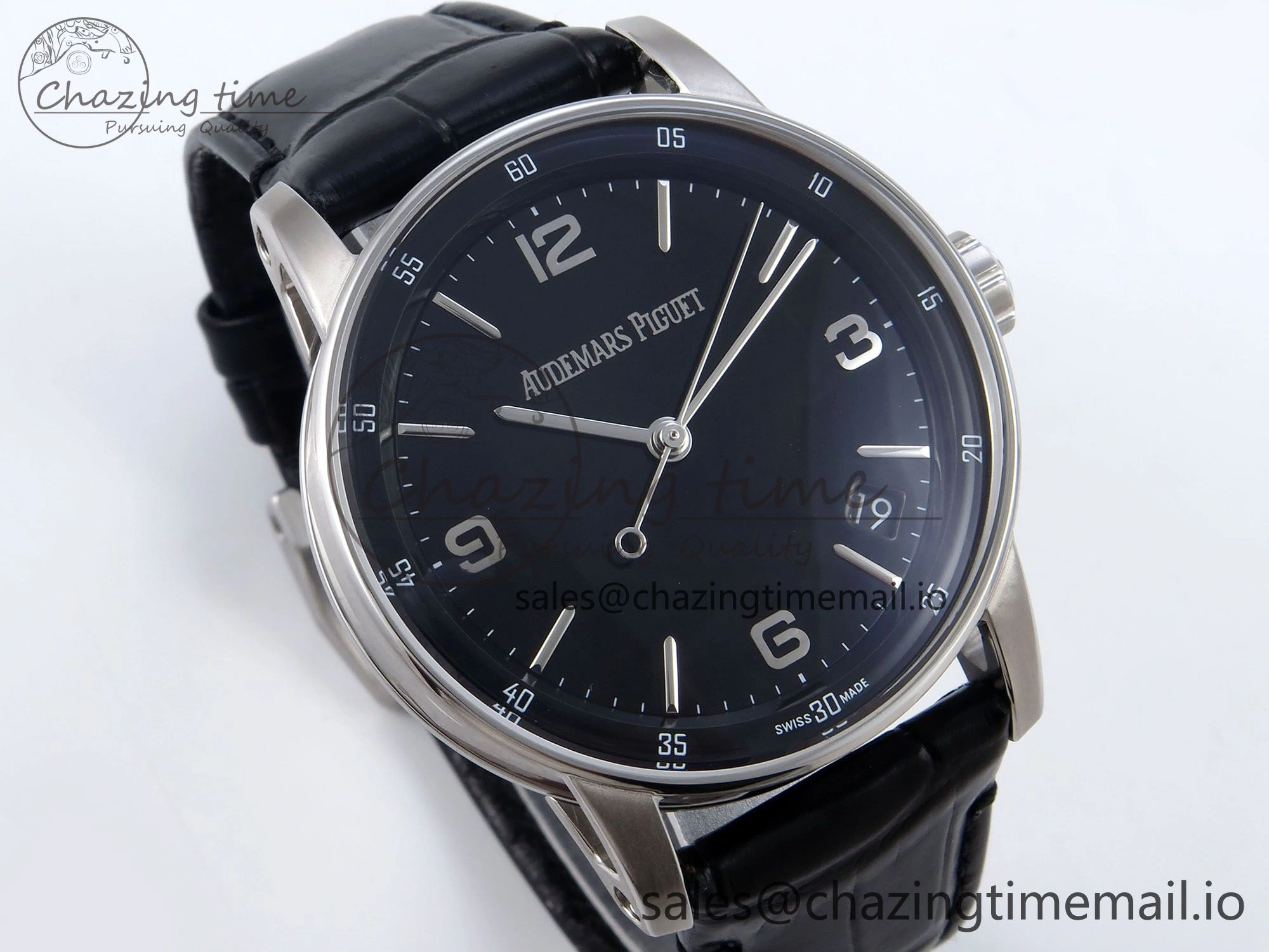 Code 11.59 SS 15210 APSF 1:1 Best Edition Black Dial on Black Leather Strap SA4302 Super Clone QuickDry 4345