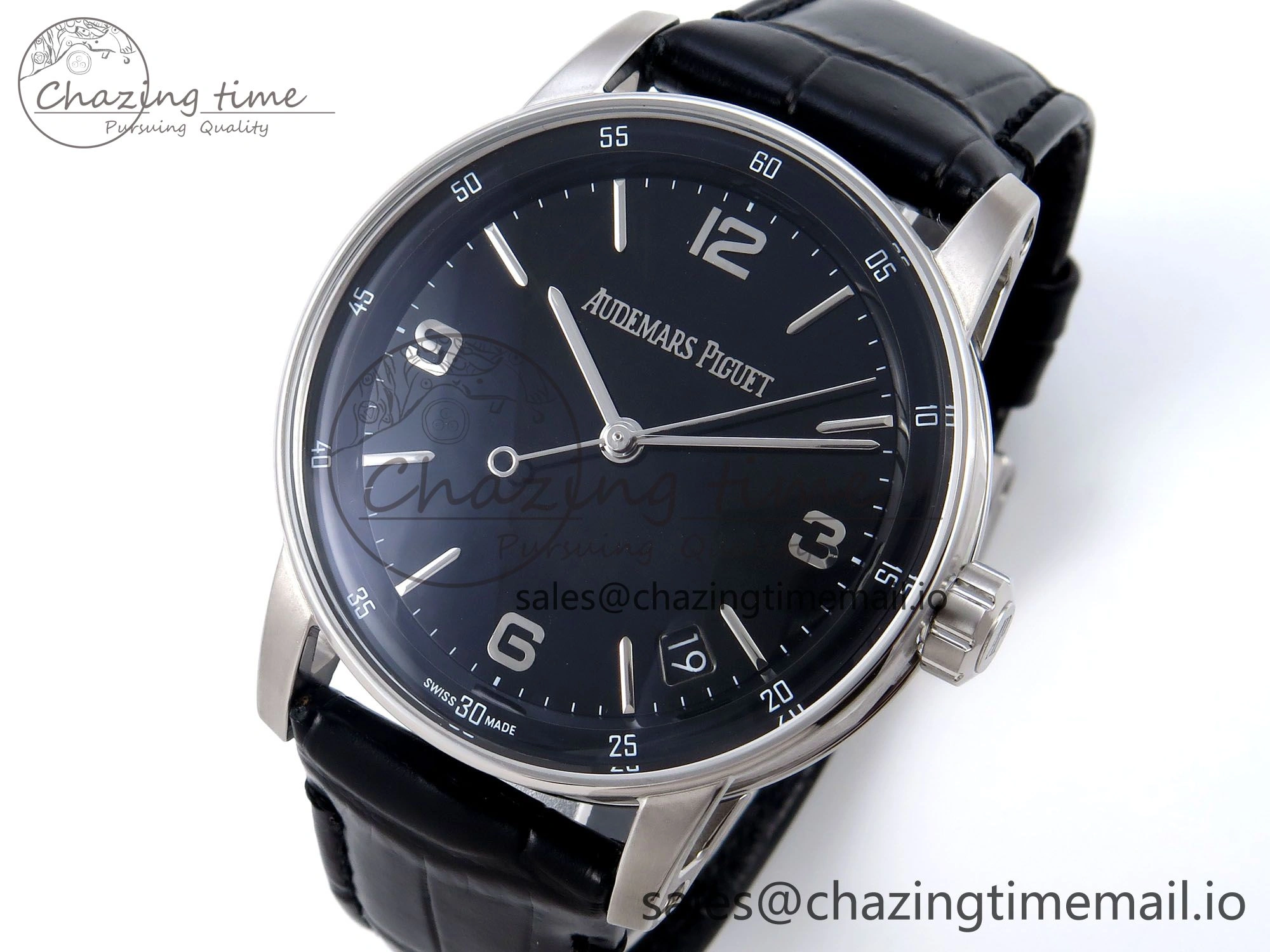 Code 11.59 SS 15210 APSF 1:1 Best Edition Black Dial on Black Leather Strap SA4302 Super Clone QuickDry 4345