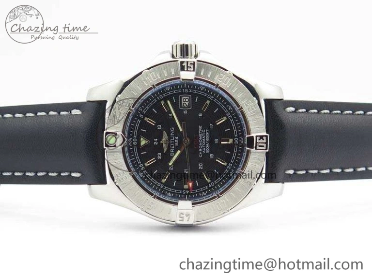 Affordable Colt Automatic 41mm SS Black Textured Dial On Black Leather Strap A 5704
