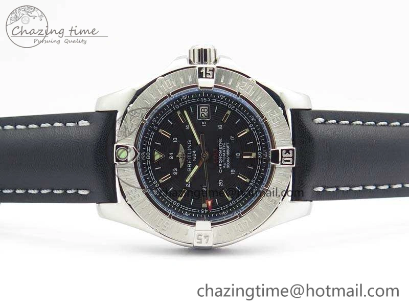 Affordable Colt Automatic 41mm SS Black Textured Dial On Black Leather Strap A 5704