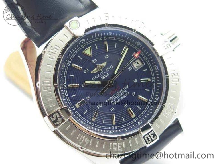 Upgraded Colt Automatic 41mm SS Blue Textured Dial On Blue Leather Strap A 5707