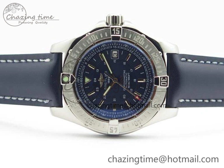 Upgraded Colt Automatic 41mm SS Blue Textured Dial On Blue Leather Strap A 5707