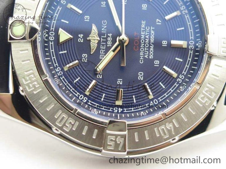 Upgraded Colt Automatic 41mm SS Blue Textured Dial On Blue Leather Strap A 5707