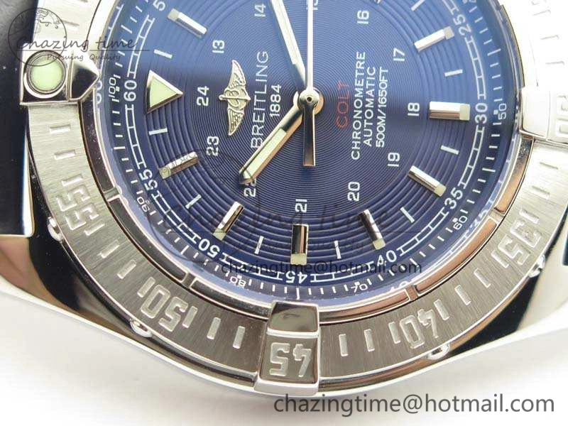 Upgraded Colt Automatic 41mm SS Blue Textured Dial On Blue Leather Strap A 5707