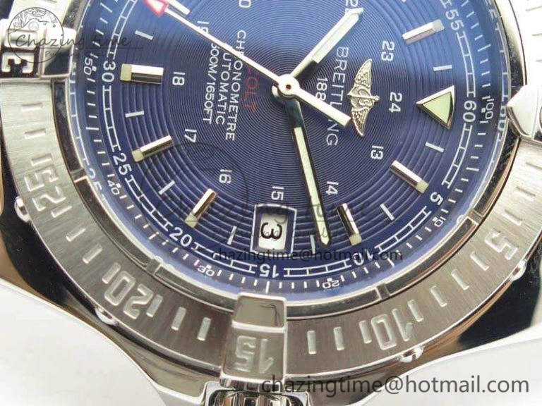 Upgraded Colt Automatic 41mm SS Blue Textured Dial On Blue Leather Strap A 5707