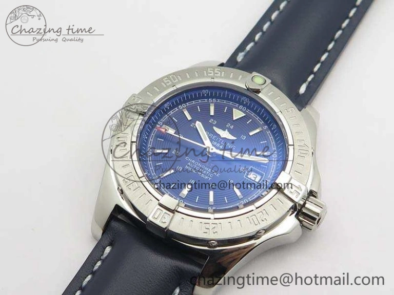 Upgraded Colt Automatic 41mm SS Blue Textured Dial On Blue Leather Strap A 5707