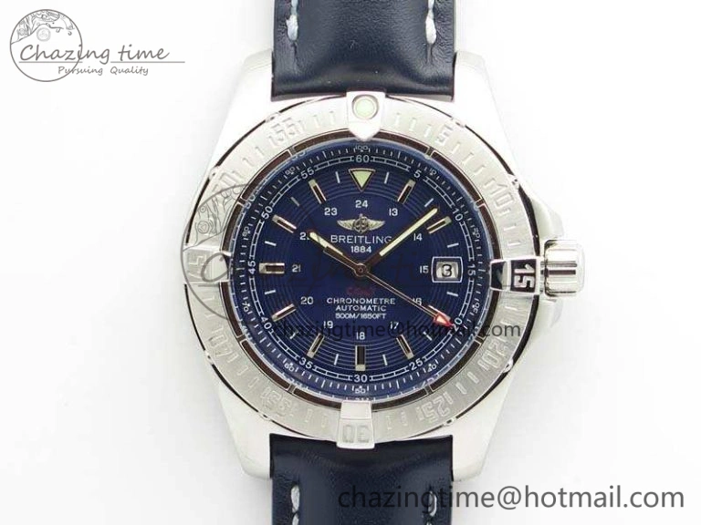 Upgraded Colt Automatic 41mm SS Blue Textured Dial On Blue Leather Strap A 5707