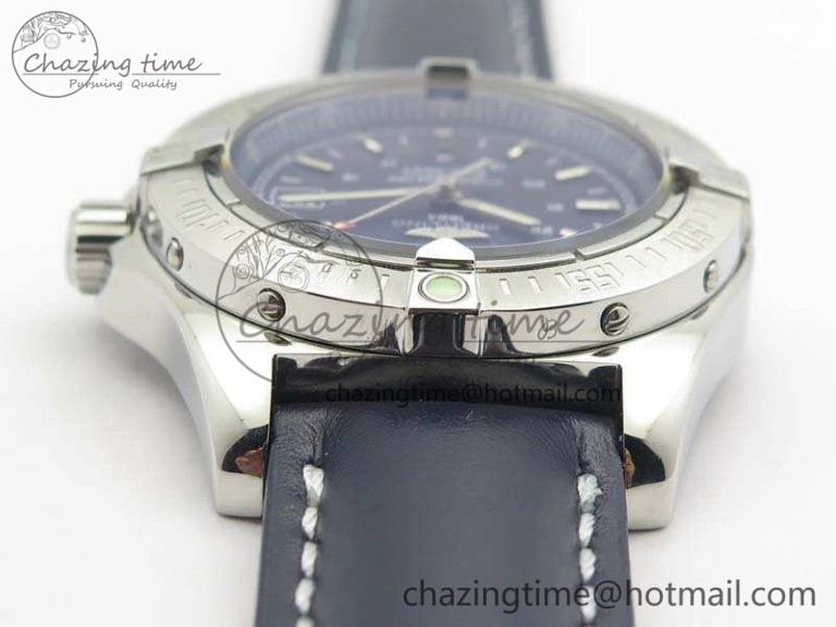 Upgraded Colt Automatic 41mm SS Blue Textured Dial On Blue Leather Strap A 5707