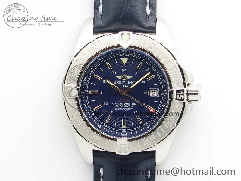 Upgraded Colt Automatic 41mm SS Blue Textured Dial On Blue Leather Strap A 5707