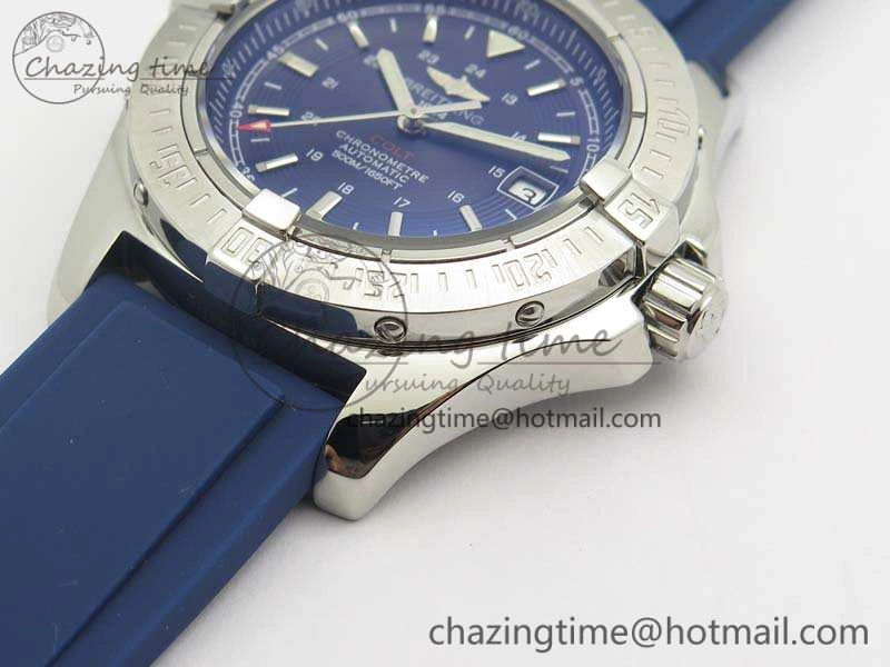 Colt Automatic 41mm SS Blue Textured Dial On Rubber Strap A Trendy 5706