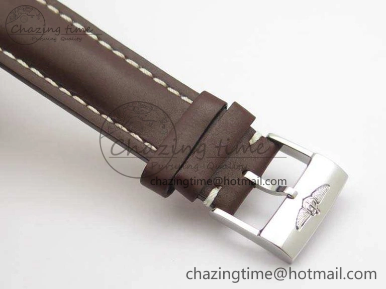 Casual Colt Automatic 41mm SS White Textured Dial On Brown Leather Strap A 5708