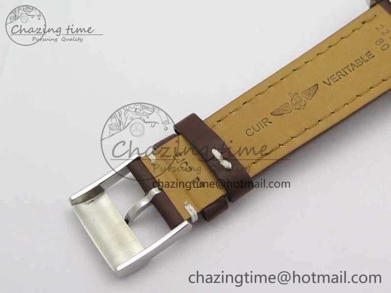 Casual Colt Automatic 41mm SS White Textured Dial On Brown Leather Strap A 5708