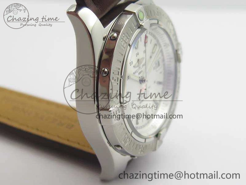Casual Colt Automatic 41mm SS White Textured Dial On Brown Leather Strap A 5708