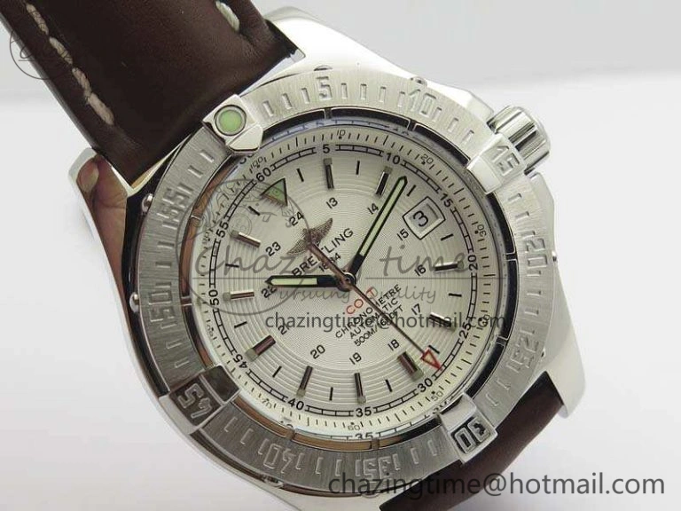 Casual Colt Automatic 41mm SS White Textured Dial On Brown Leather Strap A 5708
