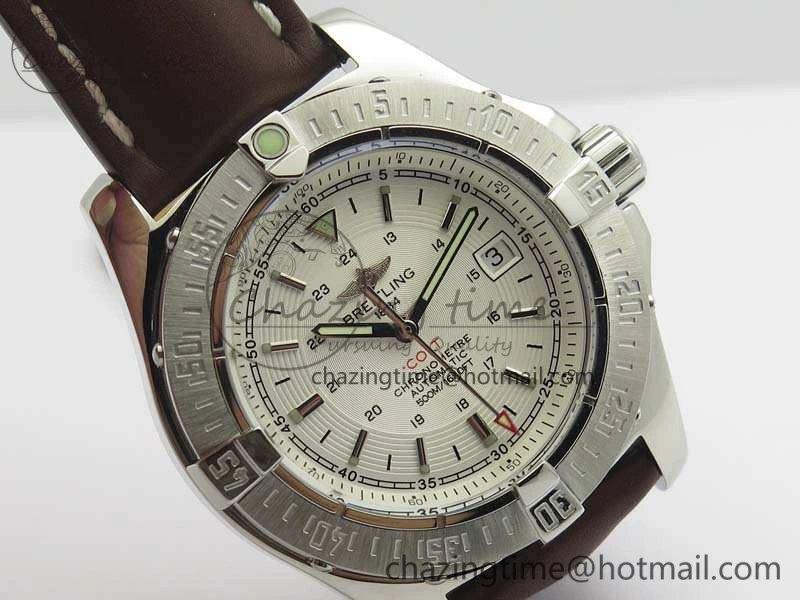 Casual Colt Automatic 41mm SS White Textured Dial On Brown Leather Strap A 5708