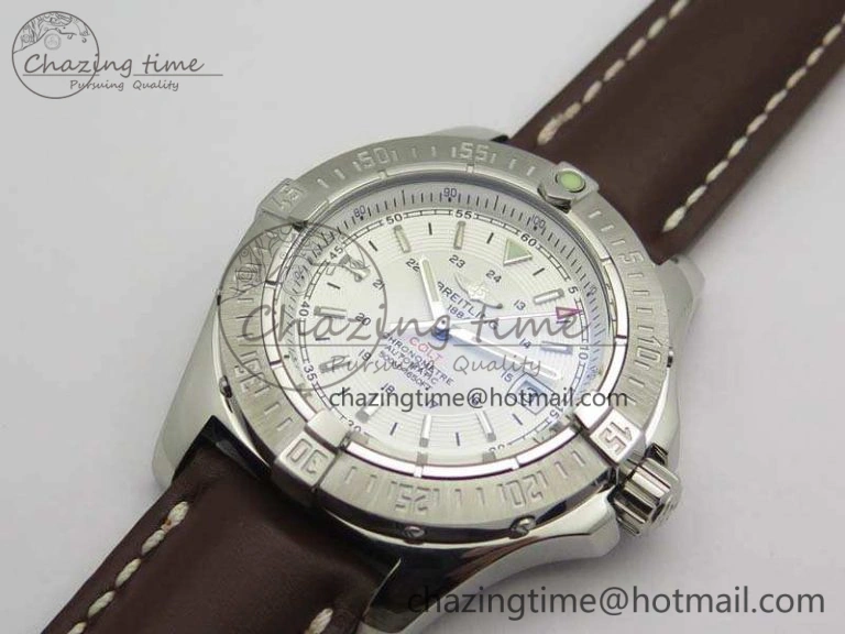 Casual Colt Automatic 41mm SS White Textured Dial On Brown Leather Strap A 5708