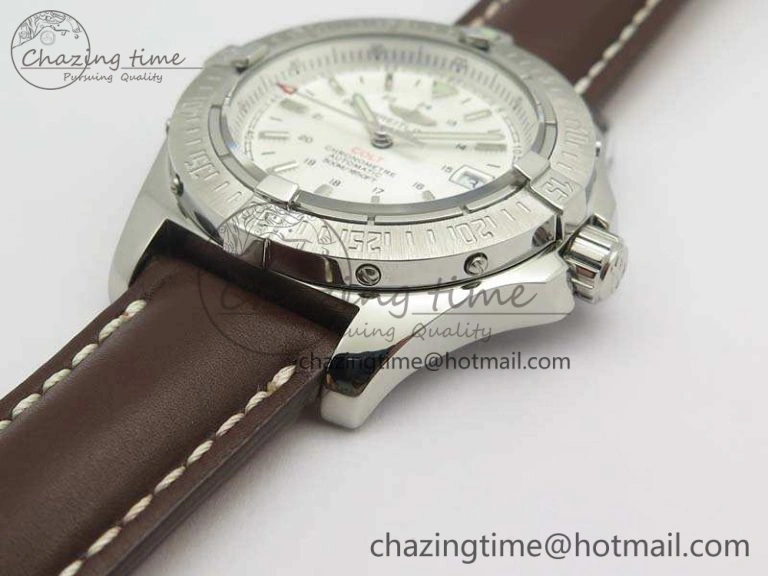 Casual Colt Automatic 41mm SS White Textured Dial On Brown Leather Strap A 5708