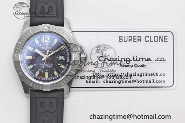 Efficient Colt Automatic 44mm SS TF 1:1 Best Edition Black Textured Dial on Rubber Strap A 5531