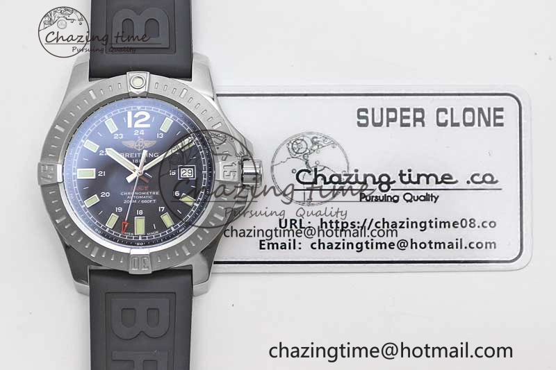 Efficient Colt Automatic 44mm SS TF 1:1 Best Edition Black Textured Dial on Rubber Strap A 5531