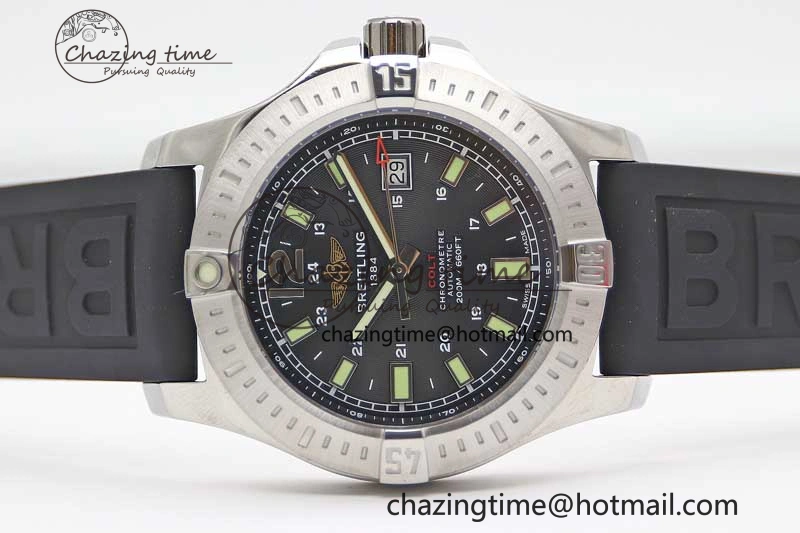 Efficient Colt Automatic 44mm SS TF 1:1 Best Edition Black Textured Dial on Rubber Strap A 5531