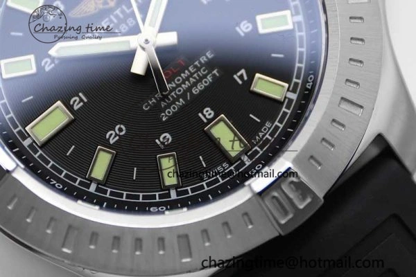 Efficient Colt Automatic 44mm SS TF 1:1 Best Edition Black Textured Dial on Rubber Strap A 5531