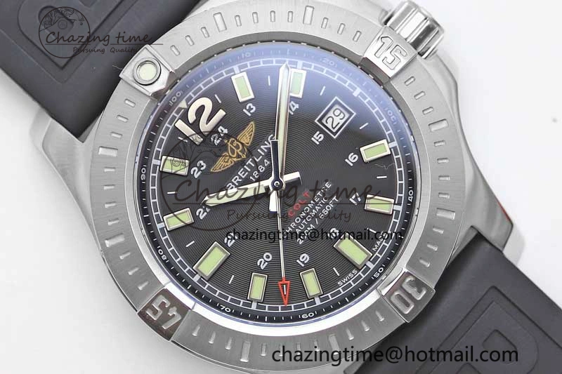 Efficient Colt Automatic 44mm SS TF 1:1 Best Edition Black Textured Dial on Rubber Strap A 5531