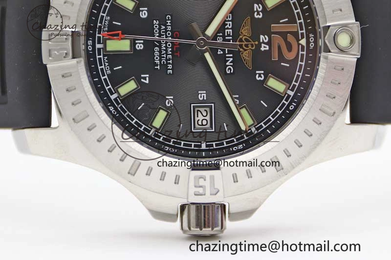 Efficient Colt Automatic 44mm SS TF 1:1 Best Edition Black Textured Dial on Rubber Strap A 5531