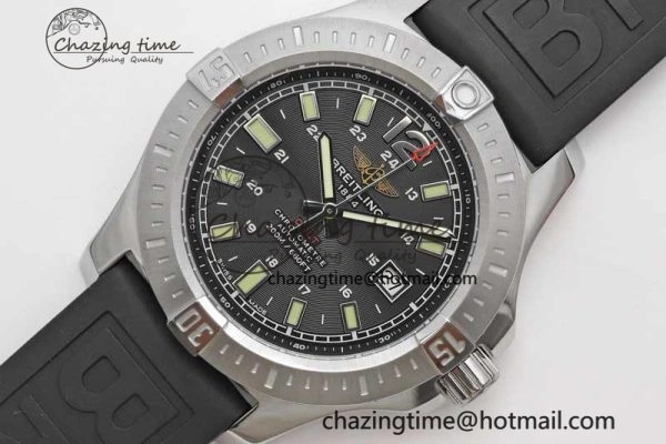 Efficient Colt Automatic 44mm SS TF 1:1 Best Edition Black Textured Dial on Rubber Strap A 5531