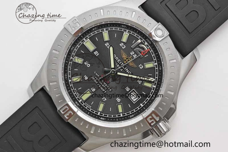 Efficient Colt Automatic 44mm SS TF 1:1 Best Edition Black Textured Dial on Rubber Strap A 5531