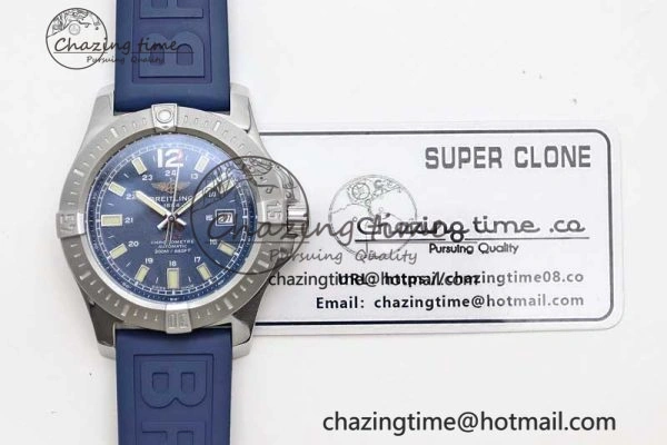 Colt Automatic 44mm SS TF 1:1 Best Edition Blue Textured Dial on Rubber Strap A Reliable 5524