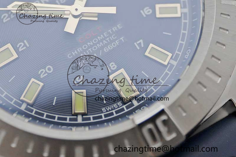 Colt Automatic 44mm SS TF 1:1 Best Edition Blue Textured Dial on Rubber Strap A Reliable 5524