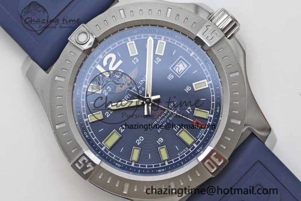 Colt Automatic 44mm SS TF 1:1 Best Edition Blue Textured Dial on Rubber Strap A Reliable 5524