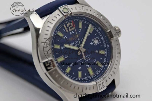 Colt Automatic 44mm SS TF 1:1 Best Edition Blue Textured Dial on Rubber Strap A Reliable 5524