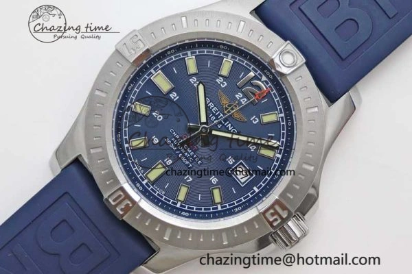 Colt Automatic 44mm SS TF 1:1 Best Edition Blue Textured Dial on Rubber Strap A Reliable 5524