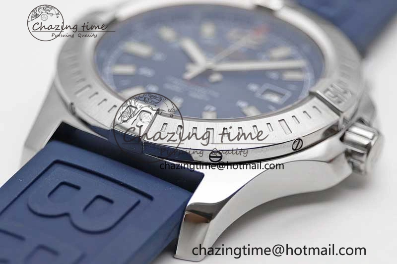 Colt Automatic 44mm SS TF 1:1 Best Edition Blue Textured Dial on Rubber Strap A Reliable 5524