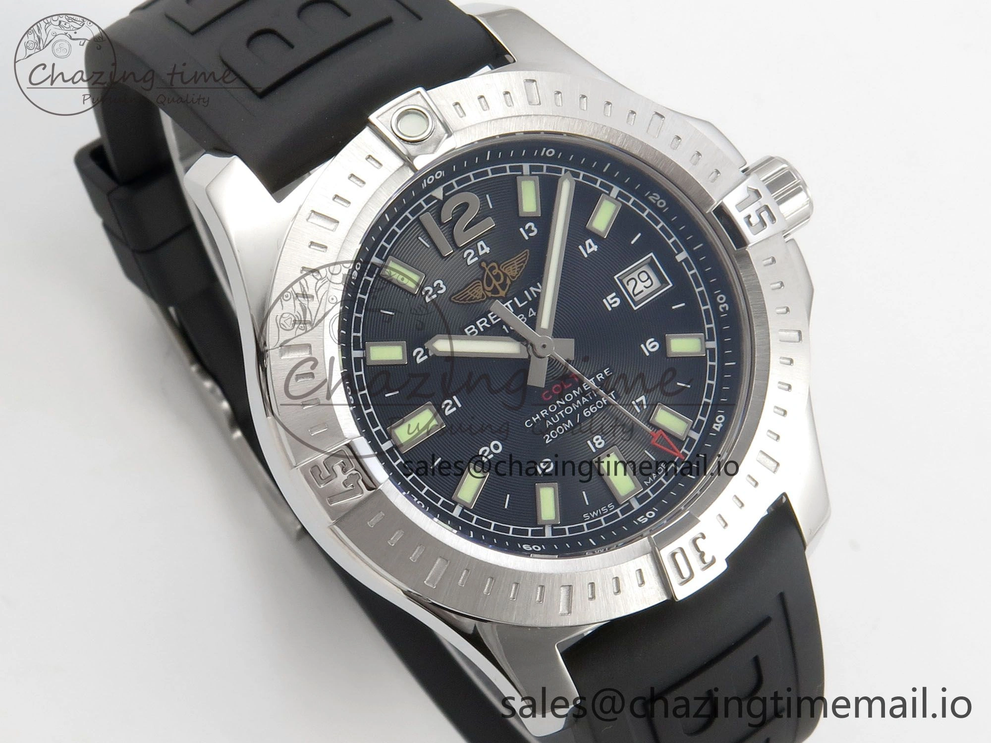 Sleek Colt Automatic 44mm TF 1:1 Best Edition Black Dial on Black Rubber Strap A2824 V 5394