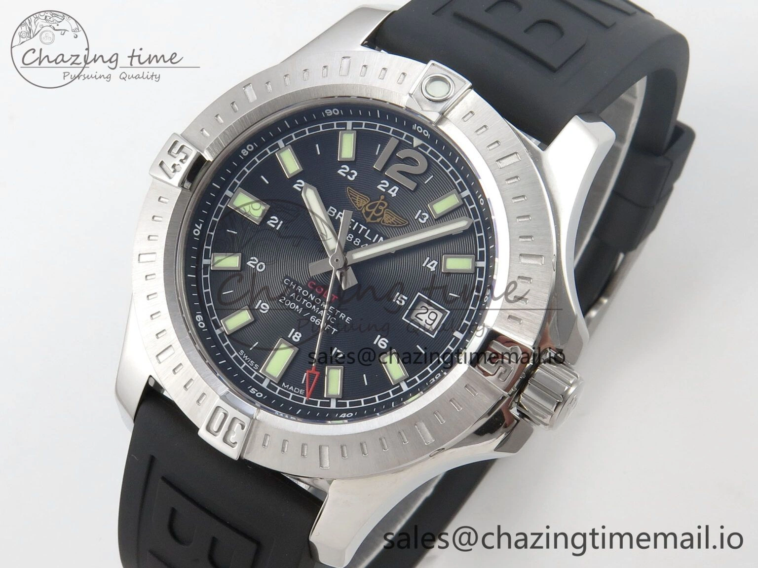 Sleek Colt Automatic 44mm TF 1:1 Best Edition Black Dial on Black Rubber Strap A2824 V 5394
